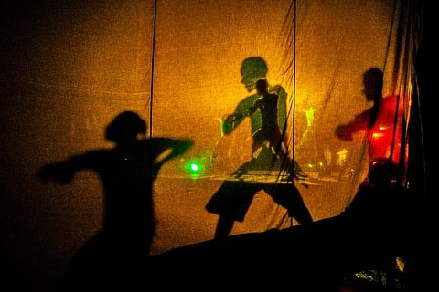 Actors of Awahan theater perform at Xetali village east of Gauhati, India,. ( Photo | AP)