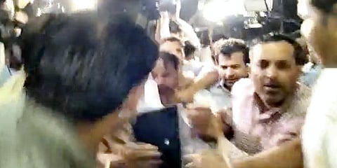 onu alias Imam alias Yunus, accused in the Jahangirpuri violence case, being brought to the Jahangirpuri police station, in New Delhi. (Photo| PTI)