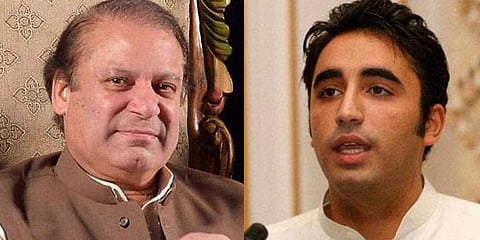 PML-N supremo Nawaz Sharif (L) and Pakistan People's Party chairman Bilawal Bhutto-Zardari. (Photo| PTI)