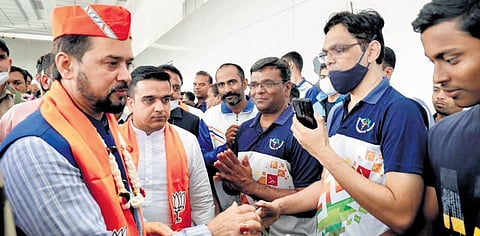 Union minister Anurag Thakur at a BJP event in Ahmedabad on Friday | twitter
