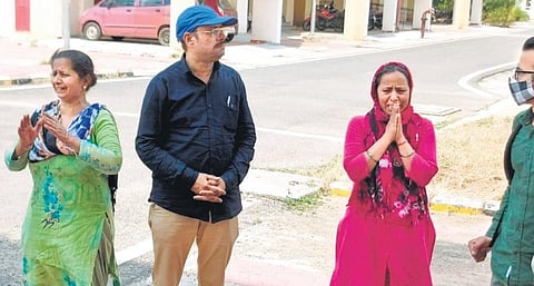 Parents of the deceased medical student appealing for justice on Bhima Bhoi medical college campus | Express