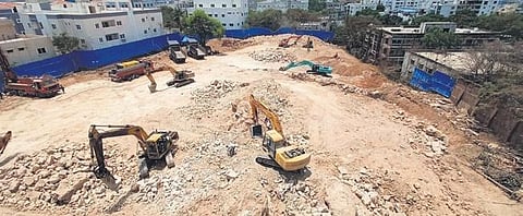 The flattened site where the Khusro Manzil heritage building once stood in Hyderabad. (Photo| RVK Rao, EPS)