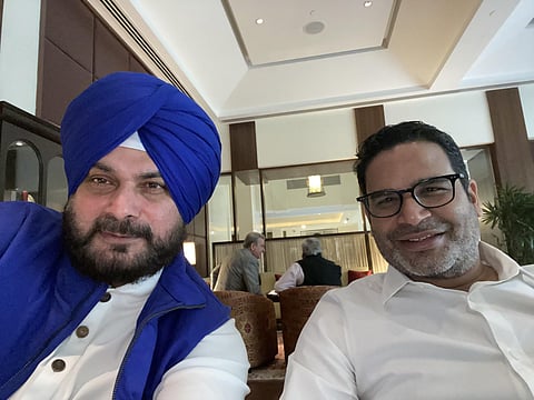 (L-R) Navjot Singh Sidhu and Prashant Kishor. (Photo | Twitter)