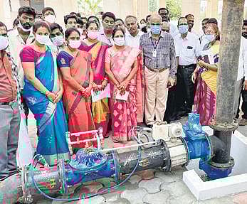 CCMC Mayor Kalpana Anandakumar inaugurating the smart water supply system in Kavundampalayam | Express