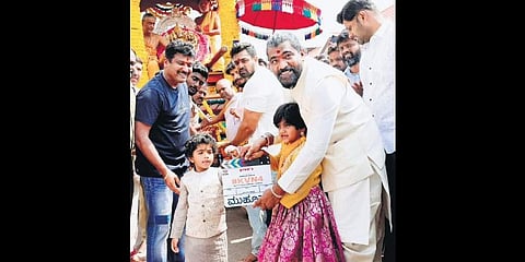 Dhurva Sarja, Prem and Venkat Narayana Konanki at the muhurath