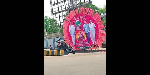 Several TRS hoardings and banners have come up across the city