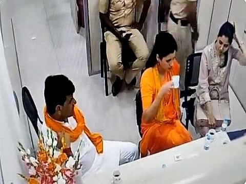 The Rana couple offered tea at the police station. (Photo | ANI Twitter)