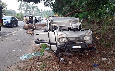 The incident happened at Kumbapura Gate on the Bengaluru- Mysuru highway, around 6 am on Monday.