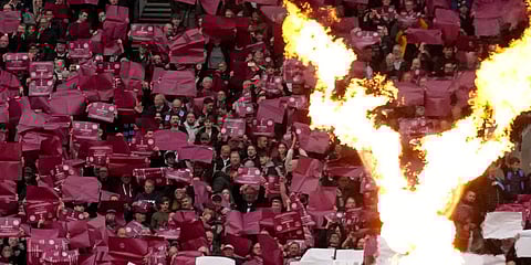 West Ham United fans at the Europa League semifinal match against Eintracht Frankfurt, at the London Stadium. (Photo| AP)