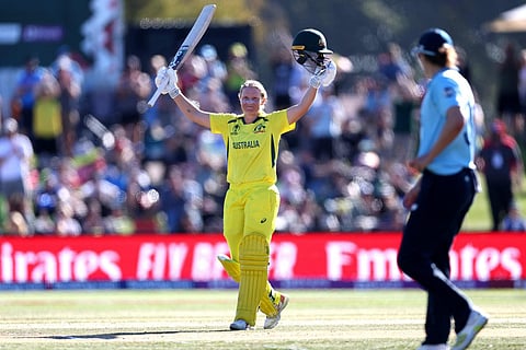 Alyssa Healy after her record-breaking 170 in the Women's World Cup 2022 finals (Photo | AFP)
