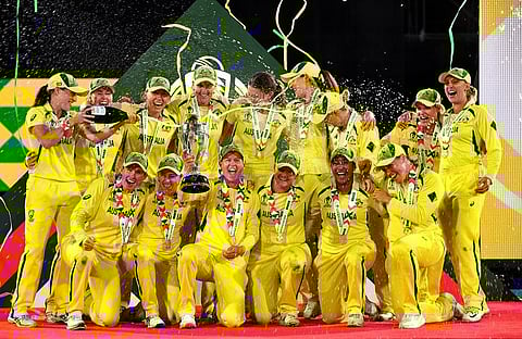 On Top of the World: The Australia women's cricket team which won the ODI World Cup on Sunday. (Photo | AFP)
