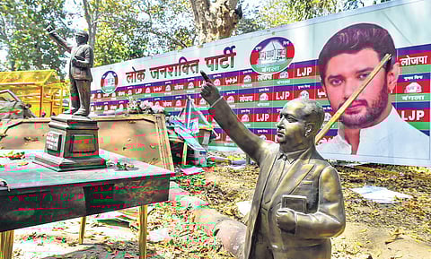 Discarded items outside the residence of LJP founder late Ram Vilas Paswan in New Delhi on Sunday. (Photo | PTI)