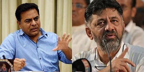 (L-R) Telangana Minister KT Rama Rao and Karnataka PCC chief DK Shivakumar.