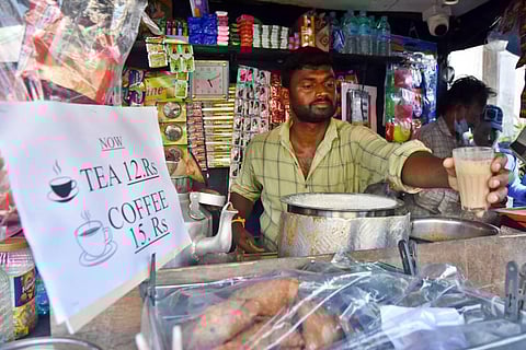 Tea shops across Chennai city have increased the price of a cup of tea from Rs 10 to Rs 12 and a cup of coffee from Rs 12 to Rs 15. (Photo | Ashwin Prasath, EPS)
