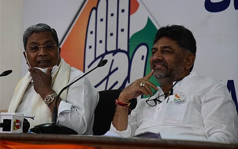 Congress leader Siddaramaiah with KPCC president DK Shivakumar. (Photo | Shriram BN, EPS)