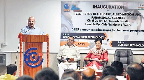 Deputy CM Manish Sisodia inaugurates the centre at DSUE on Monday | Express