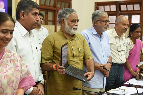 Education Minister B C Nagesh in Bengaluru on Monday. (Photo | Nagaraja Gadekal, EPS)