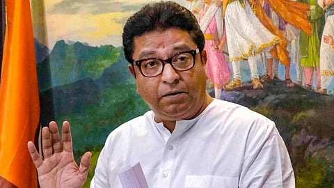 MNS chief Raj Thackeray addresses the media in Mumbai.