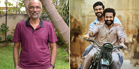 Editor Sreekar Prasad (L) and a still from 'RRR'. (Photo| Cinema Express)