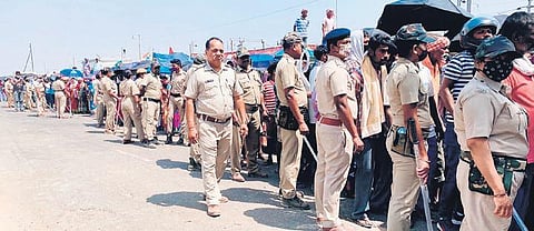 Police standing guard near the ROB construction site at Kukuda Gate | FIle photo