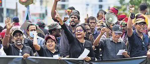 Sri Lankan protesters (Photo | AP)