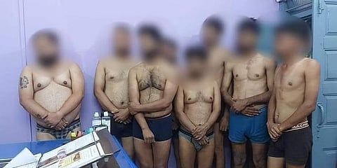 Asked about the viral photographs, an ADG said they were asked to strip down to underwear because sometimes people hang themselves in custody using their clothes.