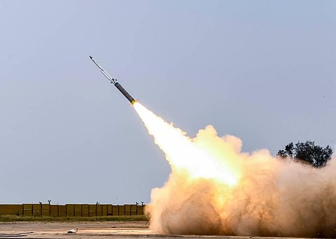 Defence Research and Development Organisation (DRDO) conducts a successful flight test of Solid Fuel Ducted Ramjet (SFDR) booster, at the Integrated Test Range (ITR) in Chandipur. (Photo | Twitter)