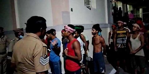 Over 30 guest workers who were working in a private oil manufacturing firm near Modakurichi in Erode were secured in connection with an assault on police.
