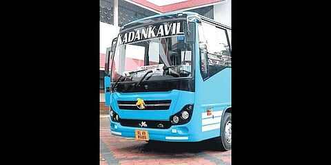 The CNG-operated private bus that will resume operations on Sunday without a conductor