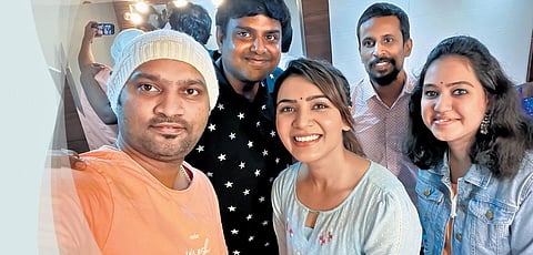 Actor Samantha with the members of ‘Samantha Fans’