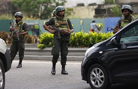 Sri Lankan army soldiers man a check point outside the prime minister's residence in Colombo, Sri Lanka, Tuesday, May 10, 2022. (Photo | AP)