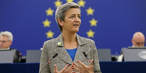 European Commissioner for Europe fit for the Digital Age Margrethe Vestager delivers a speech on Artificial intelligence in a digital age. (Photo | AP)