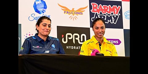 Sana Mir (L) and Sindhu Sriharsha at the FairBreak International tournament (Photo | FairBreak International)