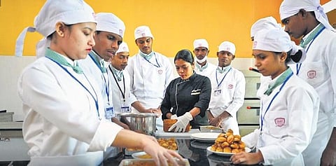 Students at the State Institute of Hotel Management in Balangir. (Photo| EPS)