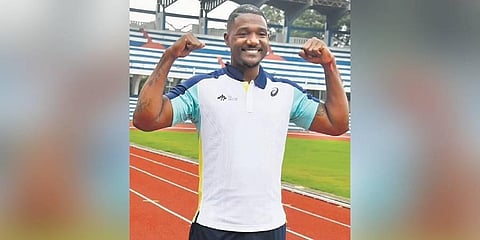 Justin Gaitlin is all smiles at a promotional event in Bengaluru | Vinod Kumar T