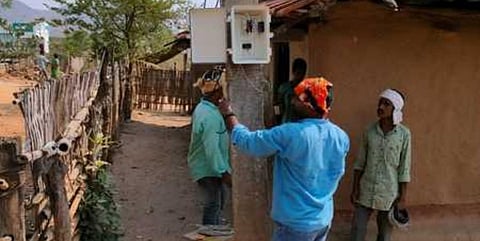 Workers set up Light Dependent Resistor systems. (Photo| EPS)