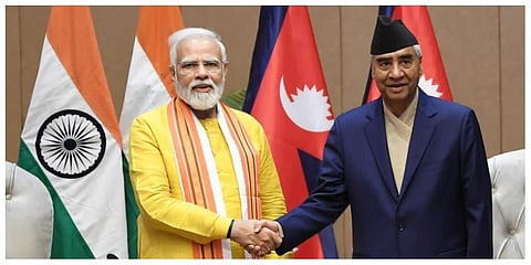 PM Modi holds bilateral talks with his Nepalese counterpart Sher Bahadur Deuba in Lumbini