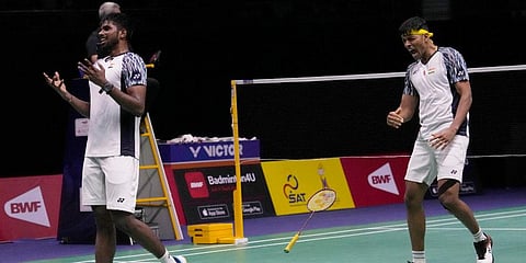 Indian badminton stars Satwiksairaj Rankireddy (L) and Chirag Shetty (Photo | AP)