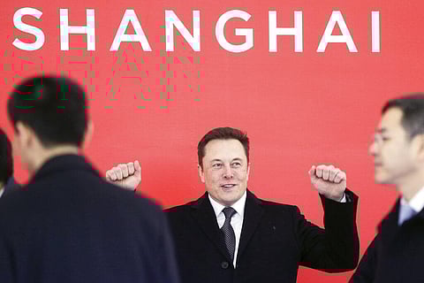 Tesla CEO Elon Musk attends the groundbreaking ceremony of the Tesla Shanghai factory in Shanghai, China on Jan. 7, 2019(Photo | AP)