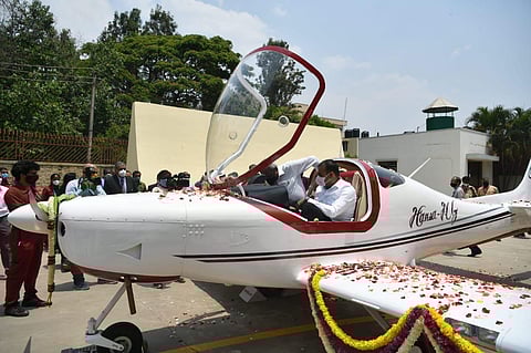 The two-seater Hansa NG aircraft. (Photo | Meghana Sastry)