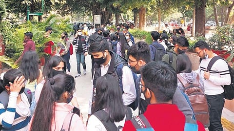 Students after Delhi University reopened this year