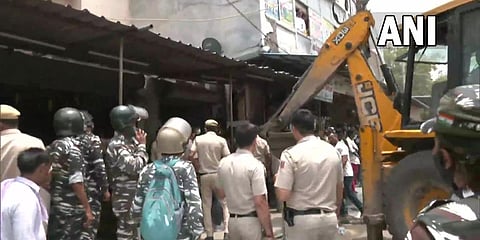 DDA's demolition drive occurs at Delhi's Kalyanpuri . (Photo| ANI)