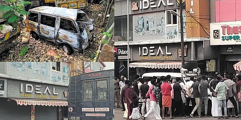 Angry mob threw stones at the snacks bar and shattered its window panes on Sunday. Around 12.30 am on Monday, unidentified persons set on fire a Maruti Omni van of Ideal.