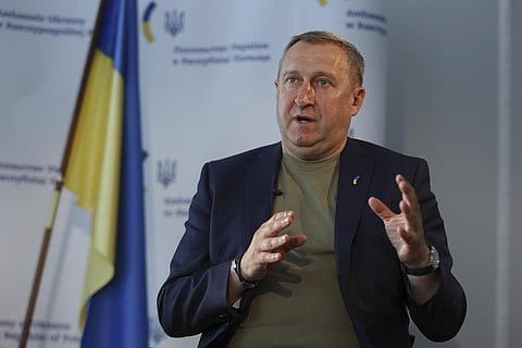 Ukrainian Ambassador to Poland, Andrii Deshchytsia, speaks during an interview. (Photo | AP)