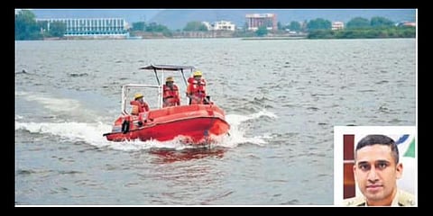 APSDRF personnel guarding Durga Ghat in Vijayawada | Prasant Madugula