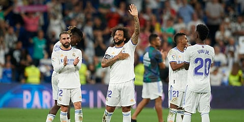Real Madrid's Marcelo greets fans after a Spanish La Liga match between Real Madrid and Real Betis at the Santiago Bernabeu stadium in Madrid, Spain. (Photo | AP)