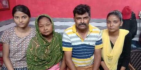 The family members of Karan Raju who died in a hit-and-run incident. (Photo| EPS)