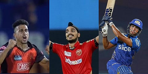 Experts believe Umran Malik, Arshdeep Singh and Tilak Varma have shown a stellar performance for this year's IPL. (Photo| Twitter and PTI)