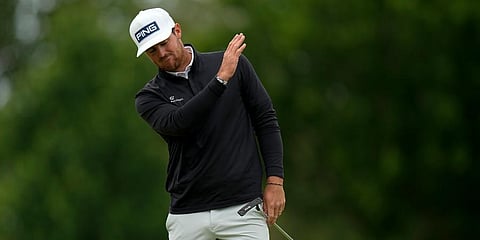 Mito Pereira reacts after missing a putt on the eighth hole during the third round of the PGA Championship golf tournament at Southern Hills Country Club in Tulsa, Okla. (Photo | AP)