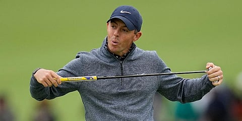 Rory McIlroy reacts after missing a putt on the 18th hole during the third round of the PGA Championship golf tournament at Southern Hills Country Club in Tulsa, Okla. (Photo | AP)